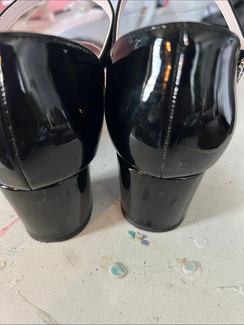 Nina Black Patent Mary Jane Block Heel Shoes